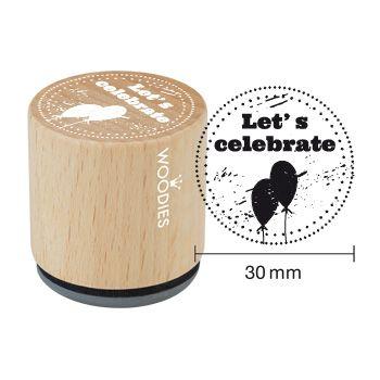 Houten handstempel "Woodies" Let's Celebrate