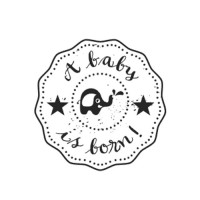 Geboorte stempel Houten handstempel "Woodies" | A baby is born stempelafdruk