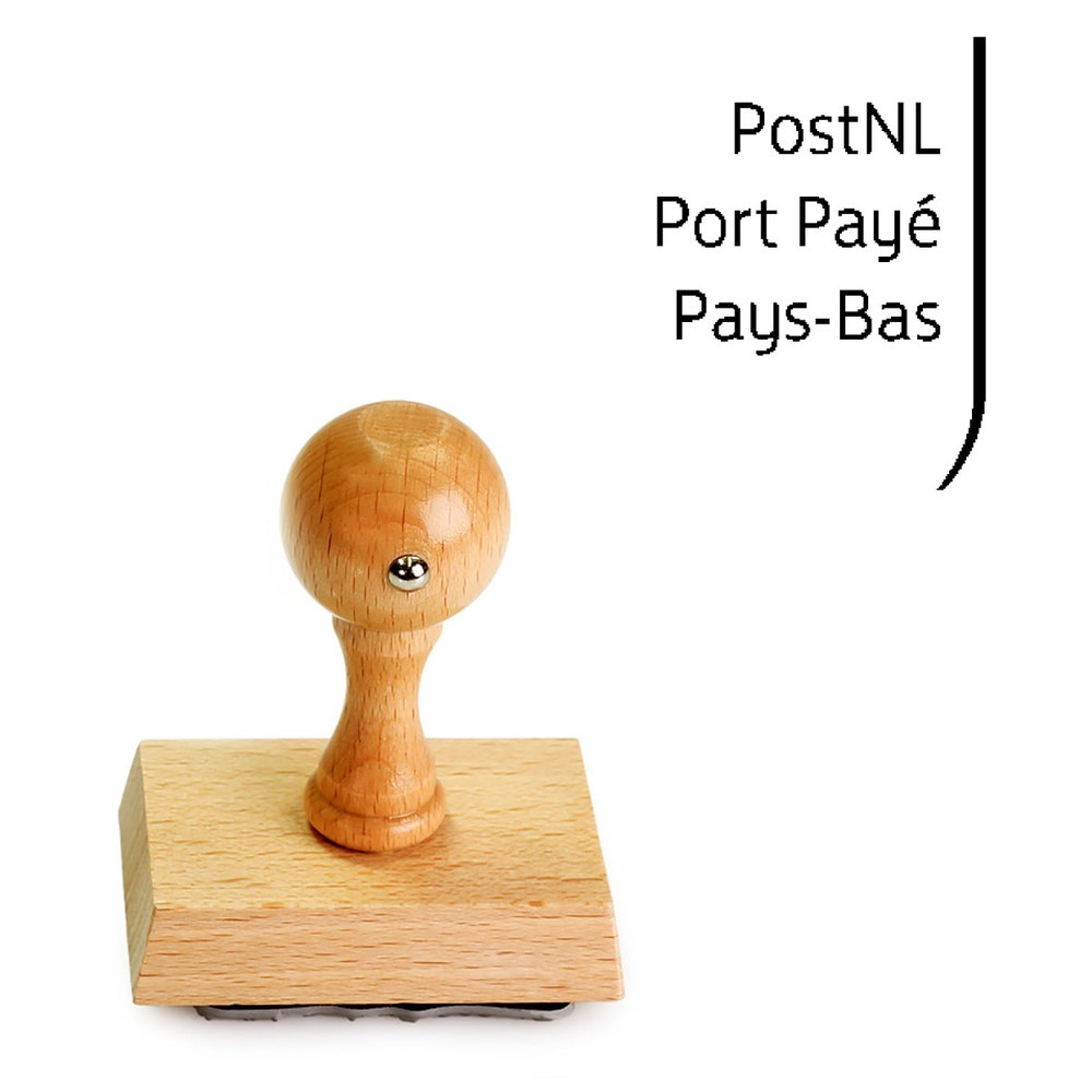 Port Betaald Stempel PostNL - Nationaal & Internationaal - Hout met Tekst
